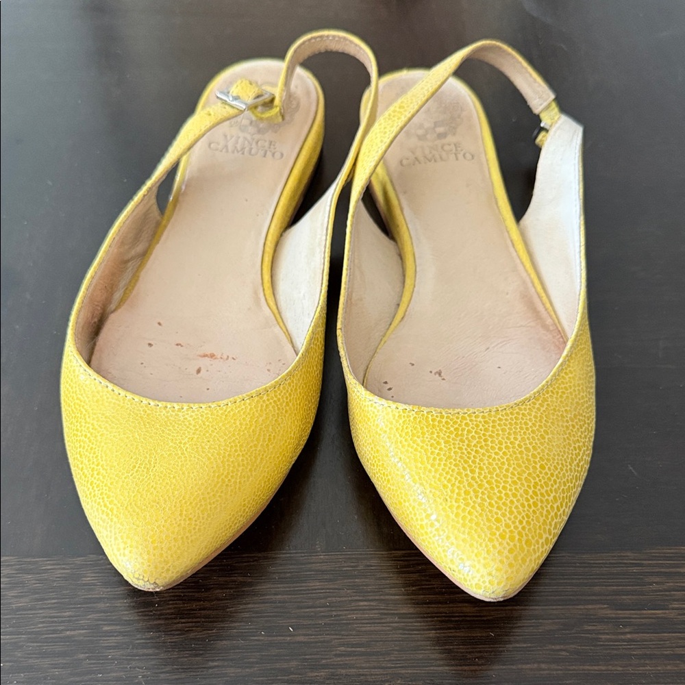 Vince Camuto Yellow Leather Slingback Flats - Picture 2 of 5